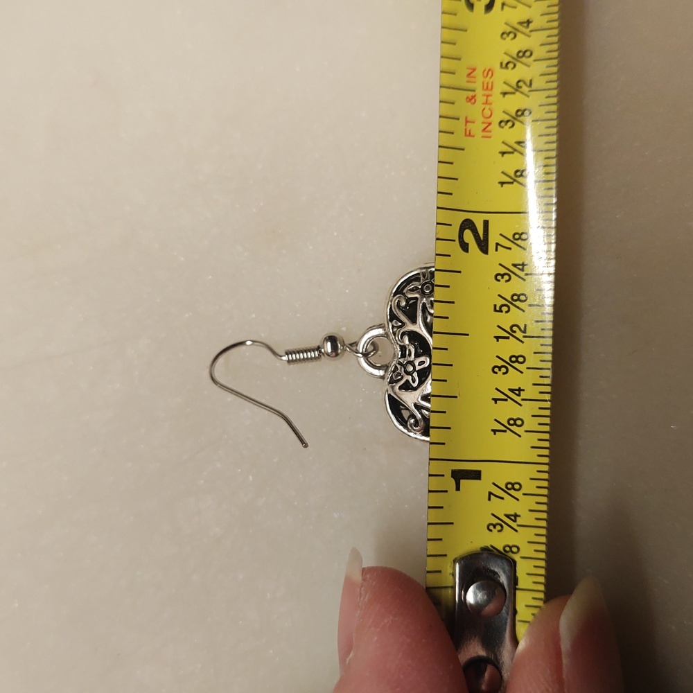 BOGO! NEW! 3D Puffy Heart Open Scrolls Silver Dangle Earrings - Picture 8 of 12
